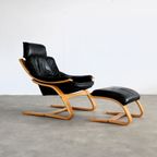 Vintage Fauteuil Met Hocker | Easy Chair | Jaren 70 | Zweeds thumbnail 6