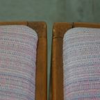 Leuke Set Van 2 Vintage Jaren '70 Eetkamerstoelen Met Gespijlde Rugleuning En Stoffen Zitting thumbnail 10