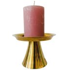 Vintage Mid-century Strakke Messing Kaarsenhouder Gouden Kandelaar 1950’s thumbnail 2