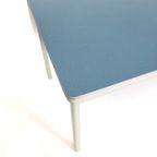 Vintage Gispen Eettafel / Bureau Met Blauw Blad Gemaakt In De Jaren '70 thumbnail 3