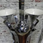 Grote Art Deco Hanglamp Met 6 Verchroomde Kelken thumbnail 17