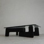 Vintage Salontafel Met Organische Zwarte Houten Basis, Jaren 70 thumbnail 3
