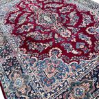 Xl Perzisch Kerman Vloerkleed Handgeknoopt 270X365Cm Vintage Tapijt - Rood Blauw Roze - Reliving thumbnail 13