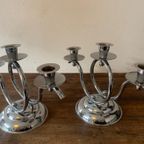 Art Deco 1930s Demeyere Chrome Candlesticks, Belgium thumbnail 8