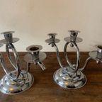 Art Deco 1930S Demeyere Chrome Candlesticks, Belgium thumbnail 8