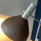 Staande Chromen Vloerlamp / Hengellamp Met Bruine Kap. 1960’S thumbnail 6