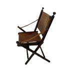 Officer’S Chair - Wood And Leather Upholstery - Military Campaign Style thumbnail 7