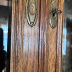 2Delig Antiek Eiken Buffetkast Met Facet Geslepen Glas En Marmer Blad, 213 Cm Hoog thumbnail 6