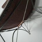 Brown Rattan And Metal Lounge Chair By Yuzuru Yamakawa, 1980S thumbnail 9