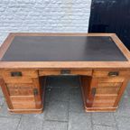 Schitterend Antiek Eiken Demontabel Buro, Schrijftafel, Hasselman En Pander, 80 X 150 Cm thumbnail 6