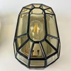 Set (2) Vintage Wandlampen, Glas In Lood - Zwart Staal thumbnail 10