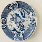 Chinees Sierbord Blauw Porselein Jachttafereel thumbnail 4