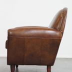 Karaktervolle En Tijdloze Rundleren Design Fauteuil/ Armchair Met Mooie Ronde Vormen En Siernagel thumbnail 2