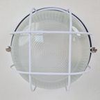 Vintage Simes Buitenlamp Wandlamp Metaal Glas ’80 Italy Wit thumbnail 3