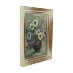 Vintage Bloemen Stilleven Amateur Schilderij Ingelijst Gesigneerd thumbnail 8