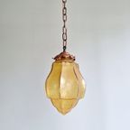 Art Deco Hanglamp In Amberkleurig Gebarsten Glas, 1920-30S thumbnail 12