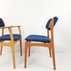 Vintage Deense Stoelen Erik Büch | Ploegwool Blauw Setprijs thumbnail 2