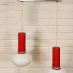 Vintage Cascade Hanglamp Met 2 Glas En Metaal Lampen thumbnail 5