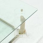 Two Tier Regency Lucite & Glass Pedestal Coffee Table 1980S thumbnail 6