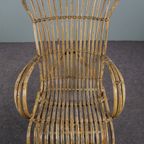 Gepatineerde Rotan Belse 8 Fauteuil Met Hoge Rug, Dutch Design, 1950 thumbnail 7