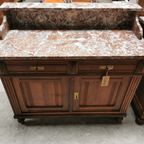 Vintage Frans Dressoir Commode, Ladekast Badkamermeubel Met Marmer Blad 209 thumbnail 18