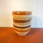 Big Beautiful Brown Striped Gres Bowls * Set Of 4 * Cereal Soup Salad thumbnail 2