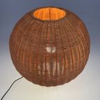 Rotan Bolvormige Vloerlamp / Tafellamp. Duitsland 1980'S thumbnail 2