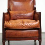 Mooie Schapenleren Artdeco Design Fauteuil/ Armchair Afgewerkt Met Hout thumbnail 2