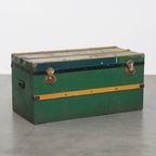 Grote Originele Antieke Reiskist/ Salontafel Uit Begin 1900 Met Handvaten En Opvallende Kleuren thumbnail 2