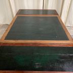 Kloostertafel Uitschuifbaar / Groen Leer Blad / Hout Tafel thumbnail 10