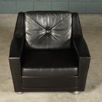 Vintage Lederen Fauteuil – Zwart – Jaren 70 thumbnail 3
