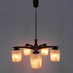 Vintage Hanglamp Met 5 Glazen Kappen thumbnail 3