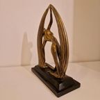 Artdeco Artnouveau Beeld Op Marmer Voet thumbnail 10