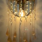 Set Murano Roze Gematteerde Teardrop Wandlampen Vintage Kristal thumbnail 8