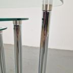 Set 3 Mid-Century Nesting Bijzettafels Glas Chrome Italy ´60 thumbnail 13