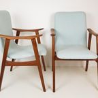 2 Vintage Louis Van Teeffelen Fauteuils Licht Blauw Teak thumbnail 8