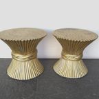 Set Of 2 Vintage Side Tables In Wheat Sheaf Shape By Mcguire - 1970s thumbnail 6