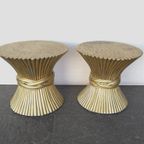 Set Of 2 Vintage Side Tables In Wheat Sheaf Shape By Mcguire - 1970S thumbnail 6