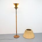 Vintage Vloerlamp Jaren 50 Notenhout Messing thumbnail 14