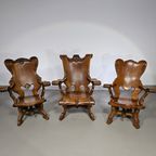 3 X Large Oak Claw Armchairs 1960S 70 X 70 X 90 Cm thumbnail 3