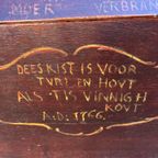 Antiek Beschilderde Eiken Kist 77 Cm Breed thumbnail 6