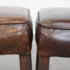 Set Van 6 Donkere En Statige Tijdloze Schapenleren Eetkamerstoelen Met Een Correcte Afwerking thumbnail 2