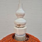 Poolse Vintage Oranje Rieten Lamp. Hanglamp Rotan. thumbnail 6