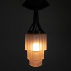 Art Deco Hanglamp Met Getrapte Glazen Kap, Jaren 30 thumbnail 6