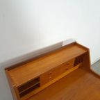 Zweeds Teak Secretaire Met Lades En Uitschuifbaar Blad, Bureau thumbnail 11