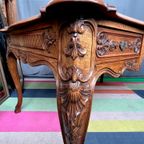 Antiek Luiks Bureau In Gesneden Eikenhout In Regency-Stijl. thumbnail 7