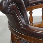 Chesterfield Bureaustoel Op Wieltjes, Draaibaar En Kantelbaar In Een Mooie Donker Bruine Kleur thumbnail 16