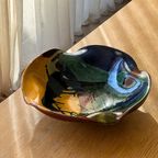 Vintage Signed Xl Ceramic Fruit Bowl thumbnail 7