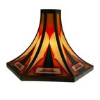 Art Deco / Amsterdam School - Stained Glass Wall Sconce - Bronze Frame - In The Style Of Tuschins thumbnail 9