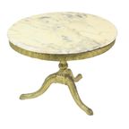 Mid Century Ronde Marmeren Salontafel Bijzettafel Messing thumbnail 7